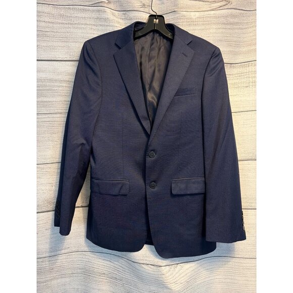 Calvin Klein Mens Extreme Slim Fit Navy Blazer Jacket 100% Wool 36R - Picture 1 of 4